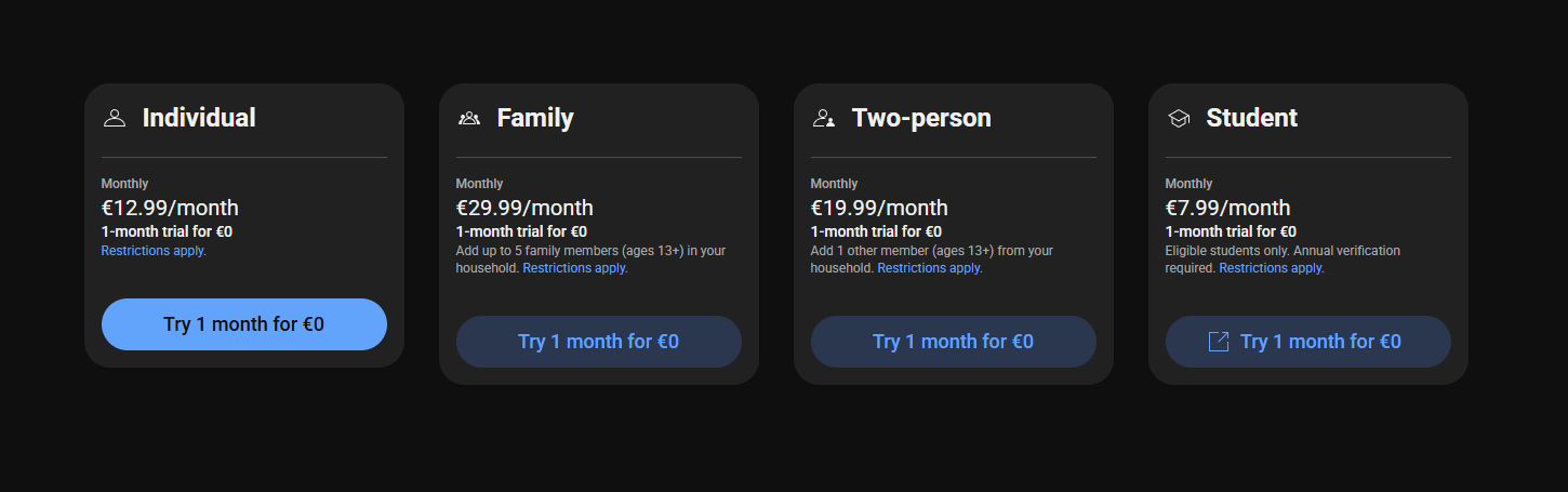 A screenshot highlighting YouTube Premium pricing in France.