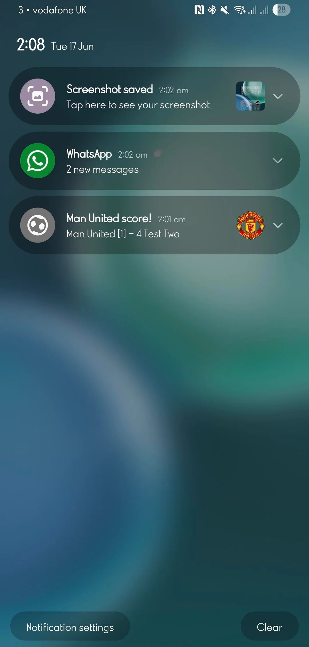 Las notificaciones se abrieron en una UI 8.