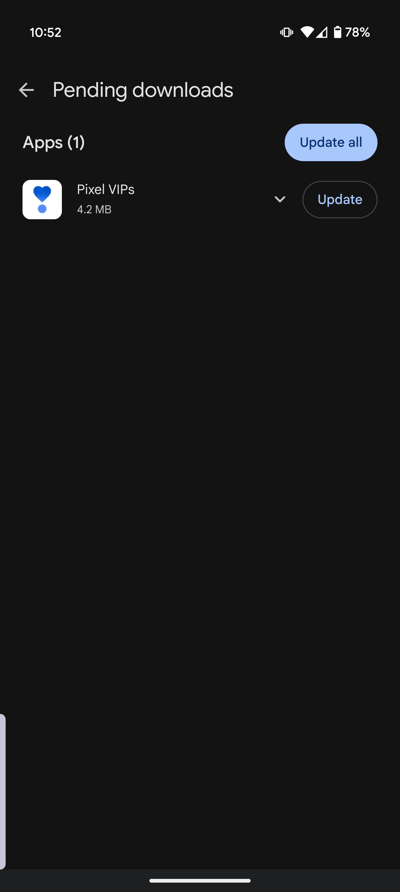 Pixel VIPs Play Store update