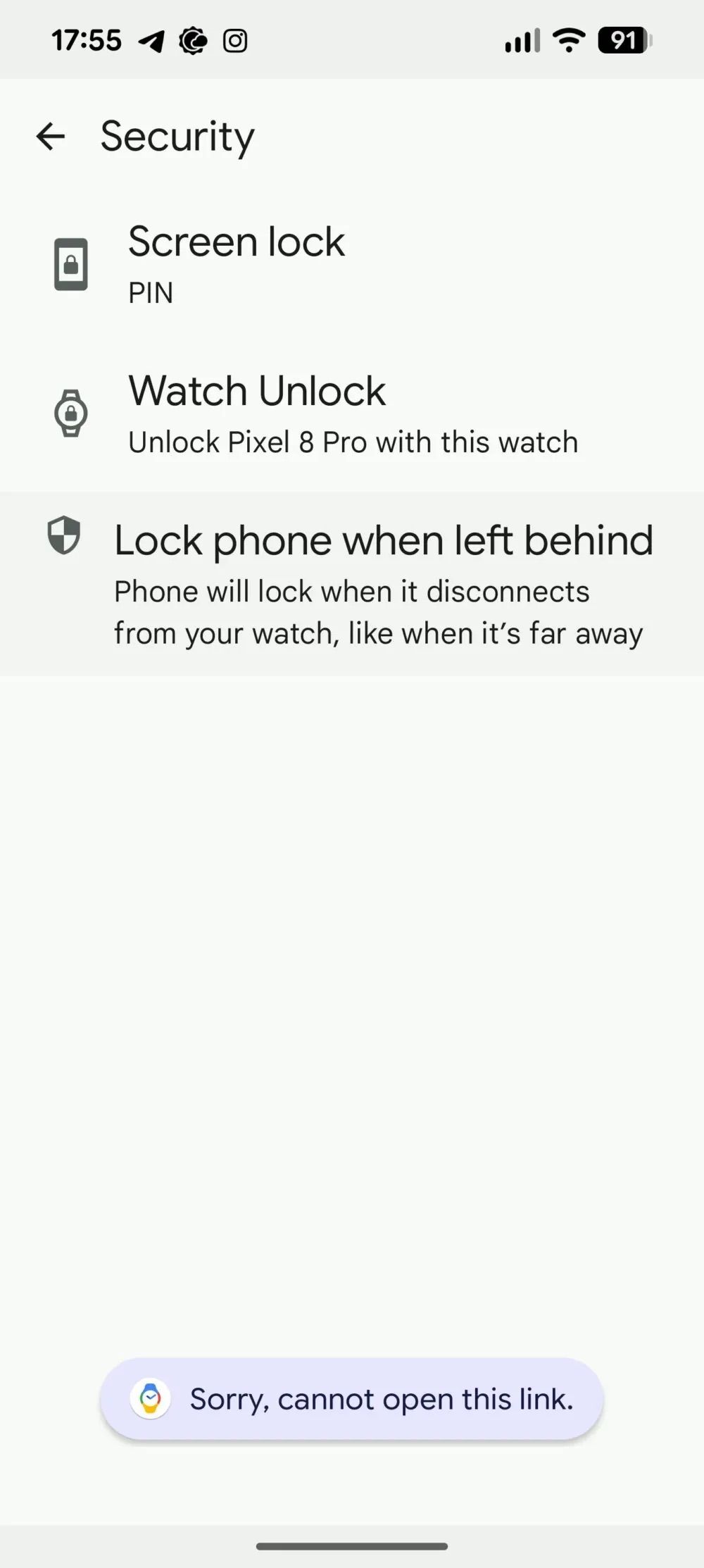 Pixel Watch lock phone when left behind