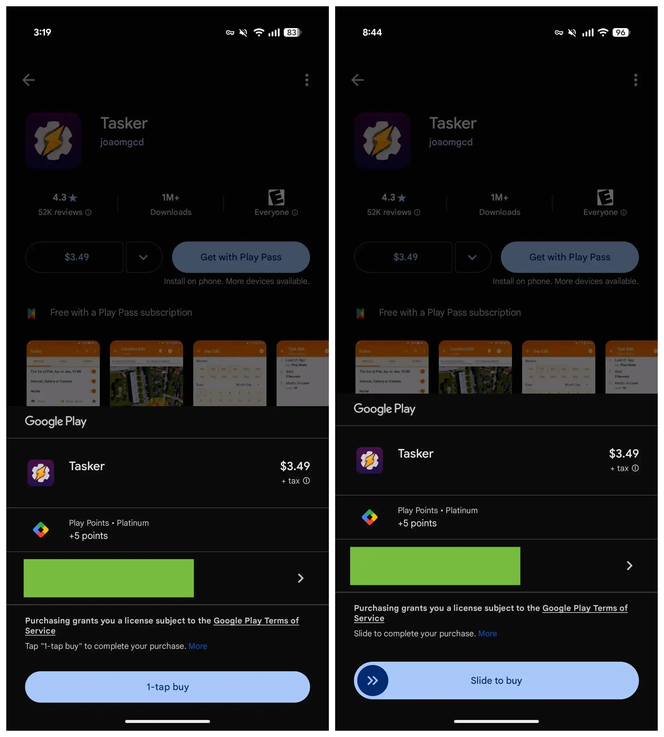 Play Store new UI to purchase apps
