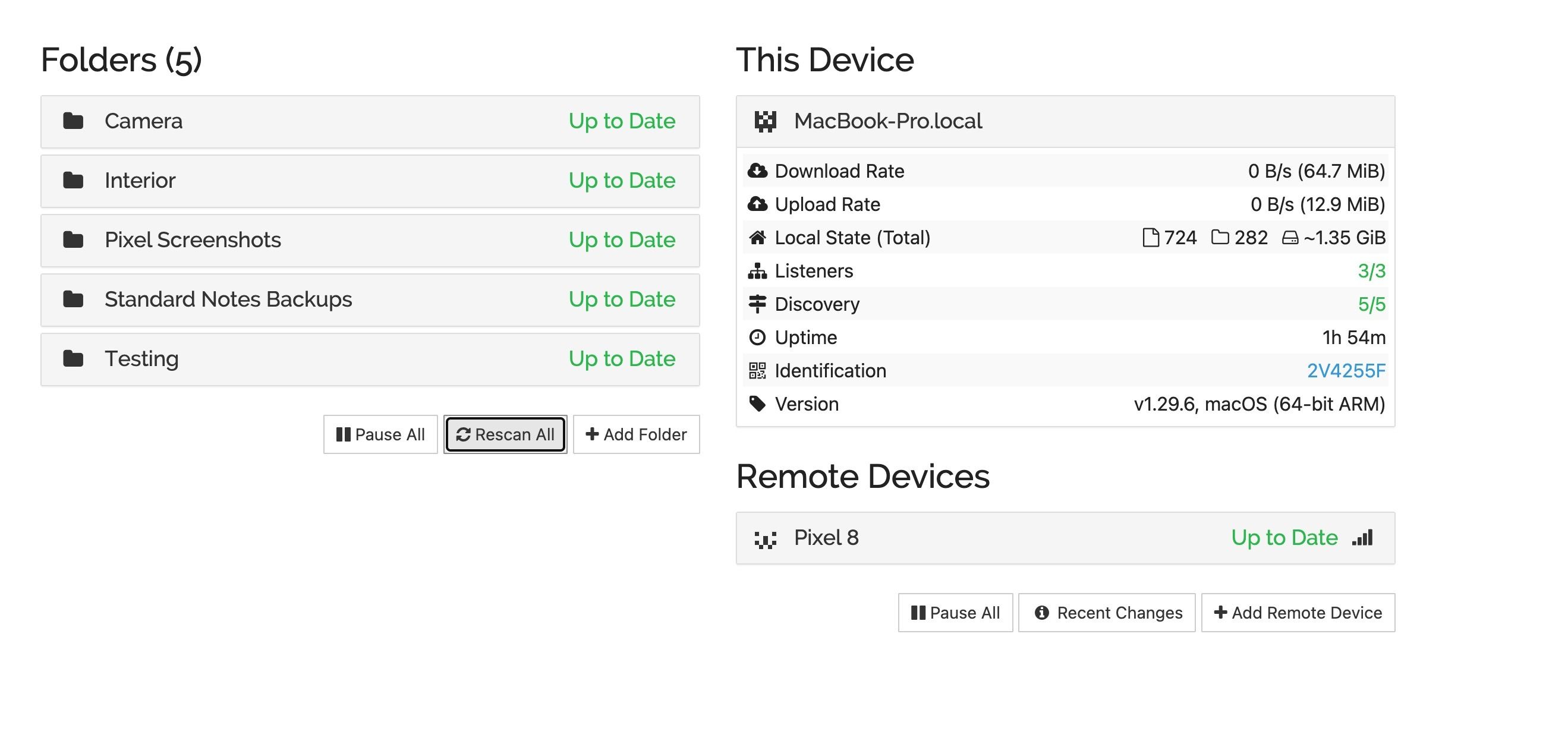 Syncthing setup