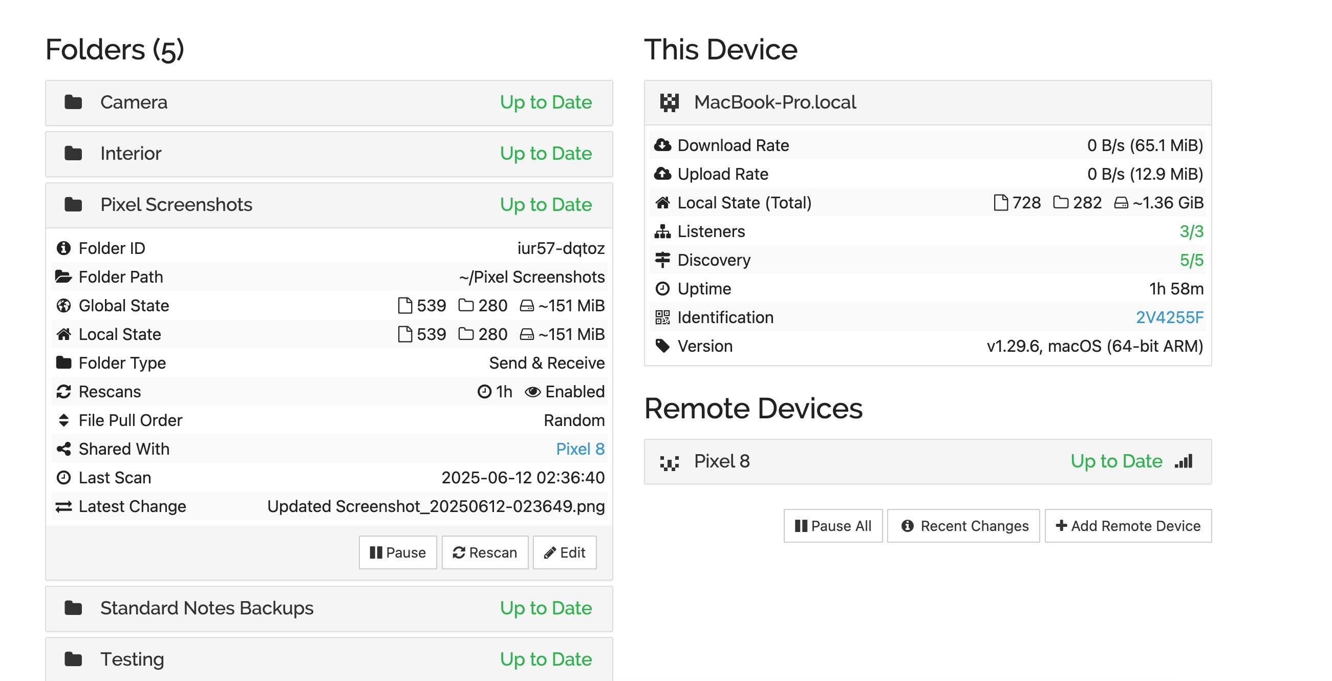 Syncthing remote devices