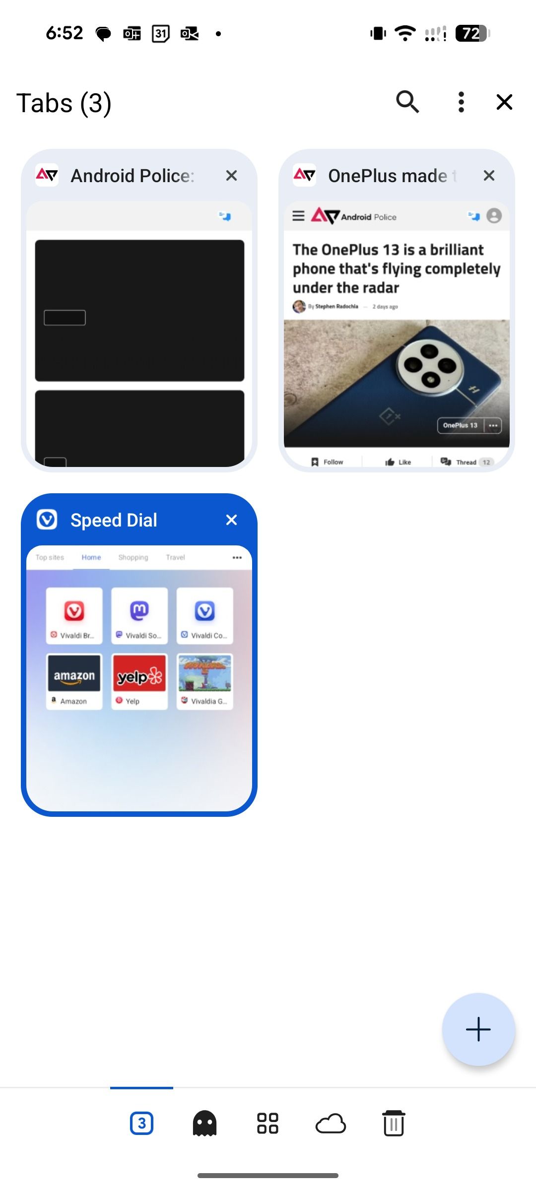 Switch between tans in Vivaldi