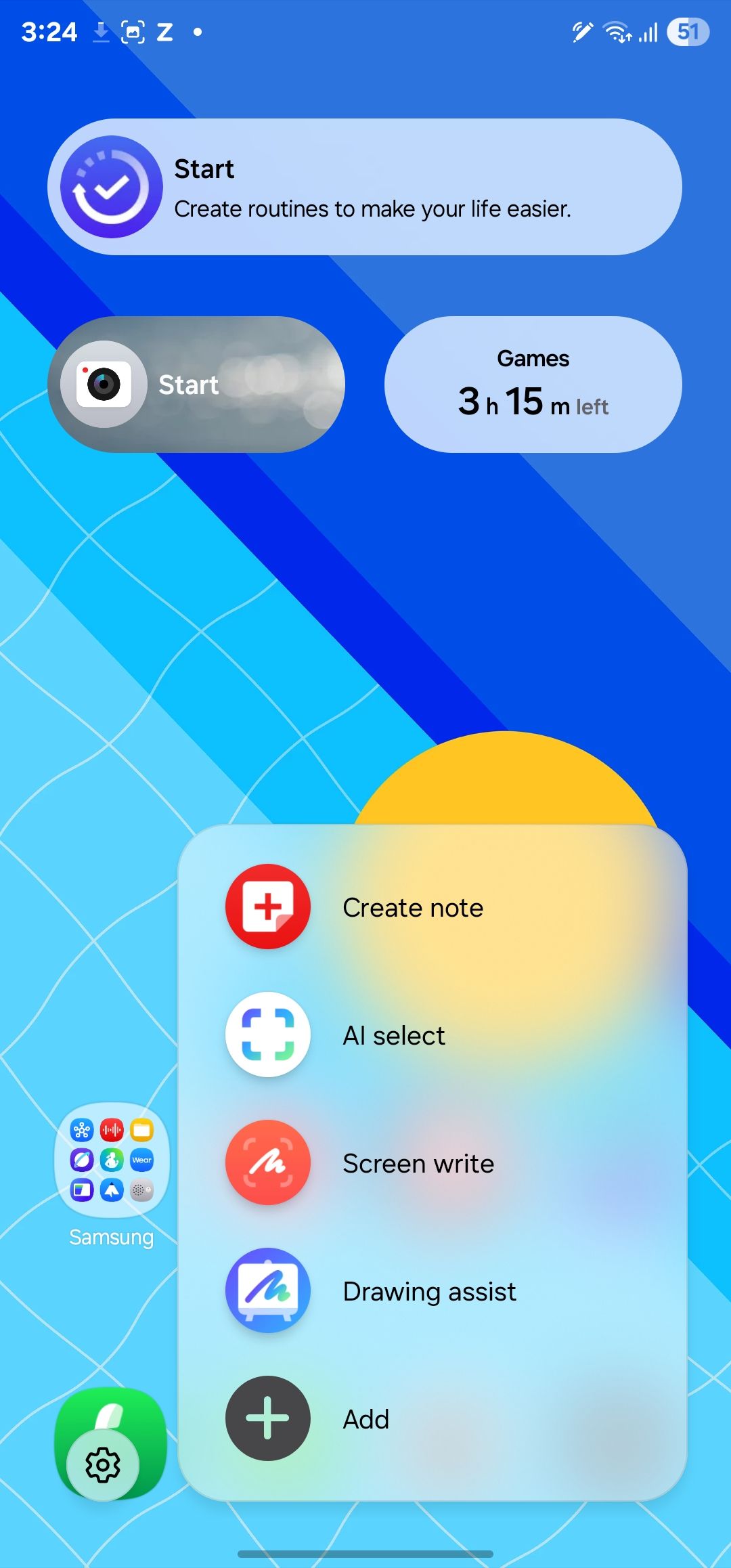 Samsung S Pen menu