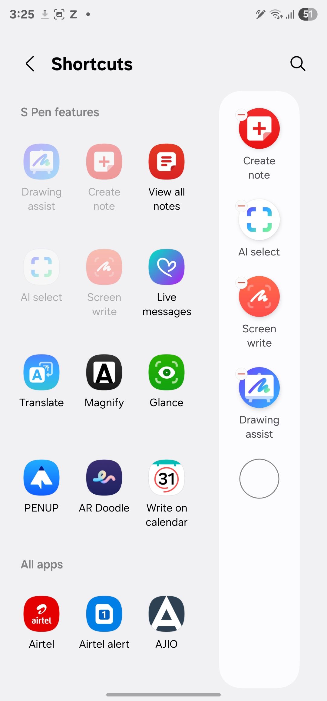 Samsung S Pen shortcuts