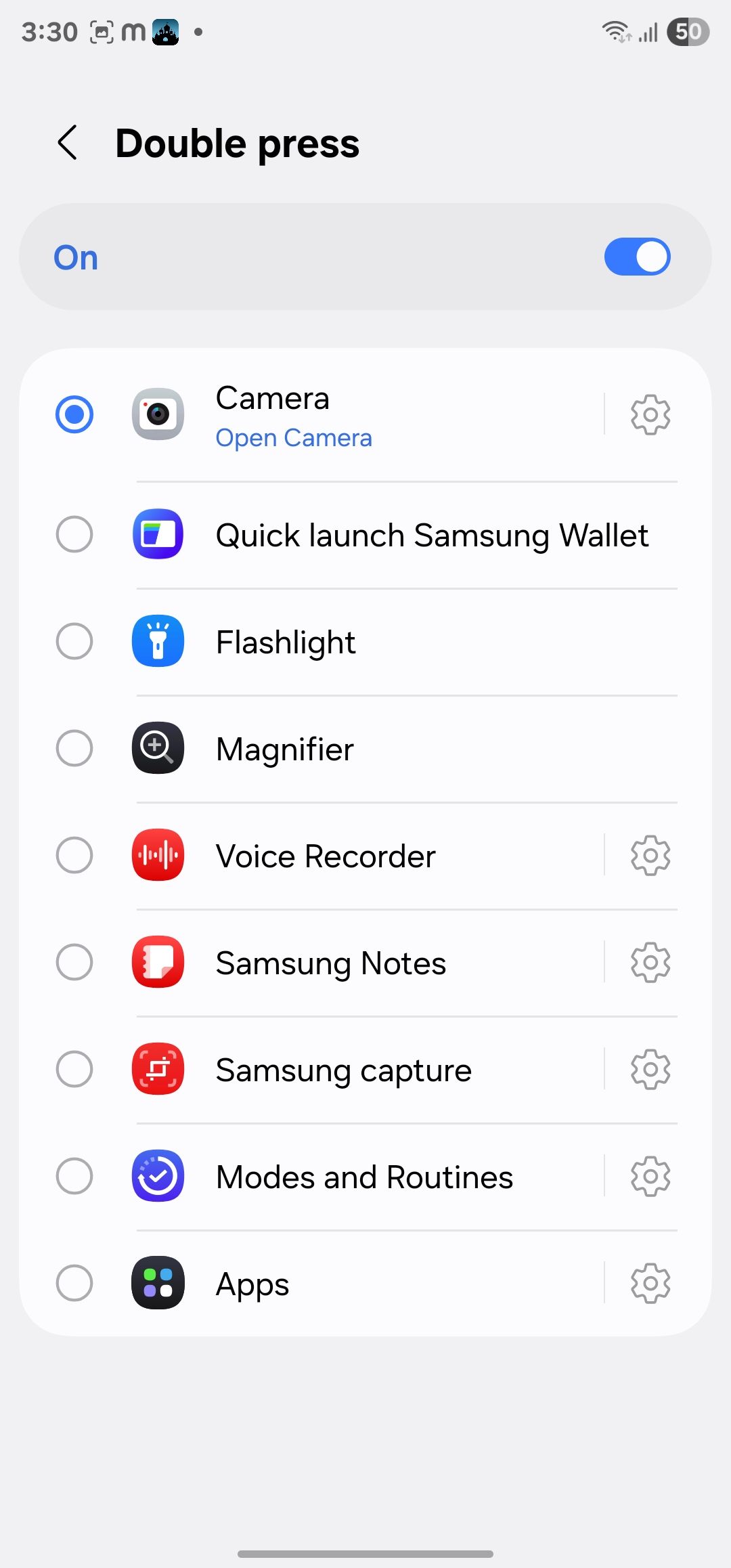 double press customization in Samsung One UI