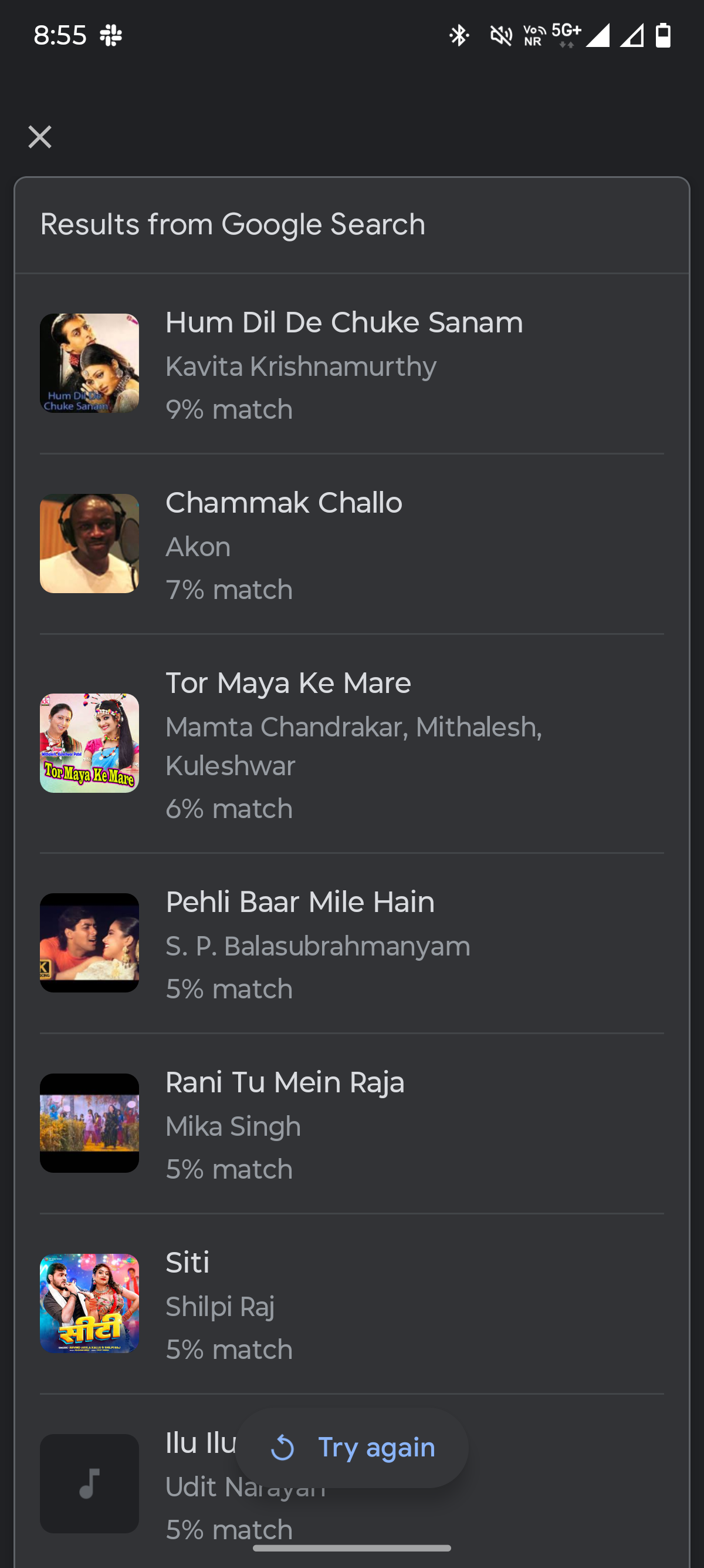 Screenshot showing Results from Google Search page in Gemini