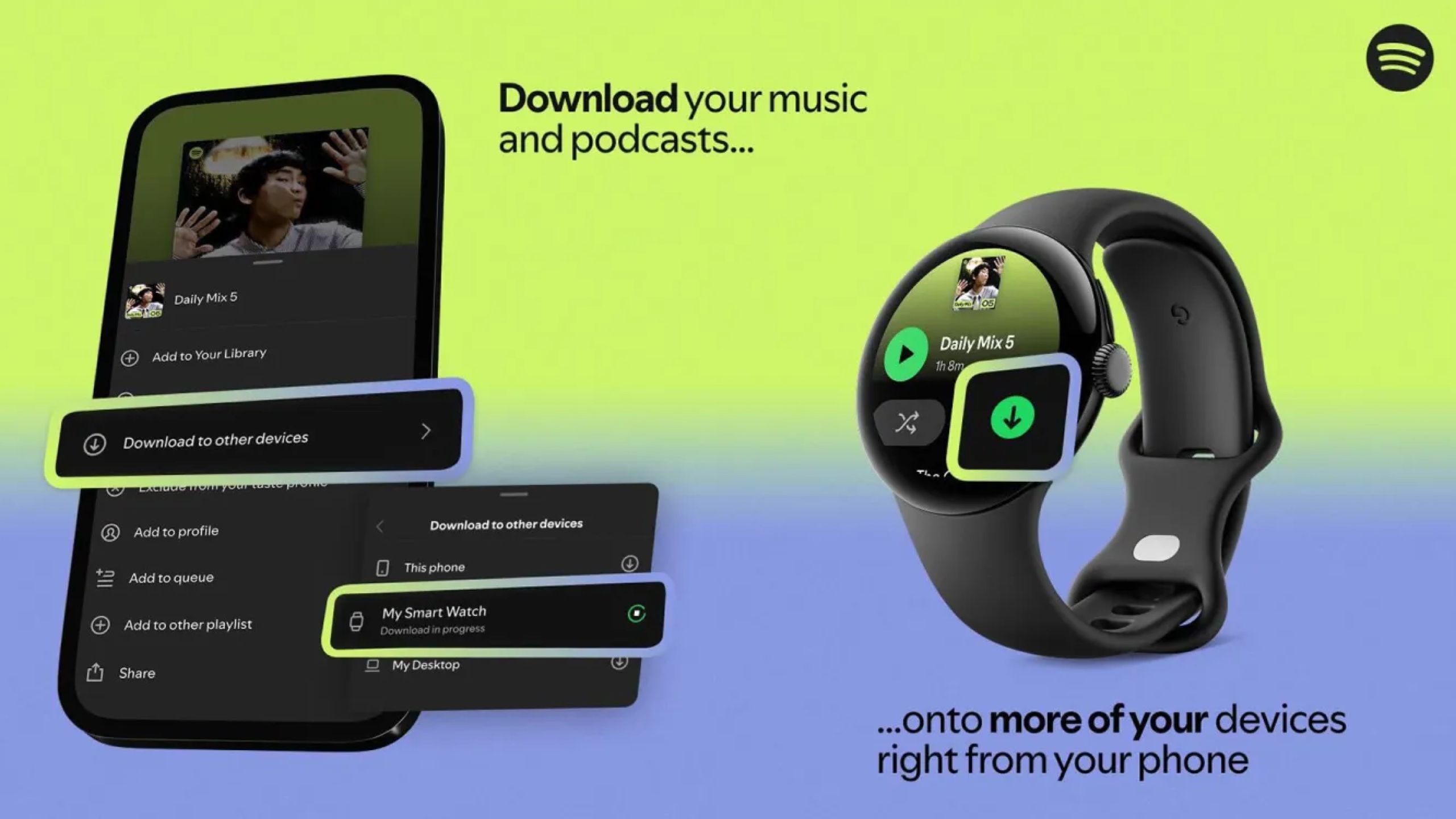 Spotify option to download music on other devices