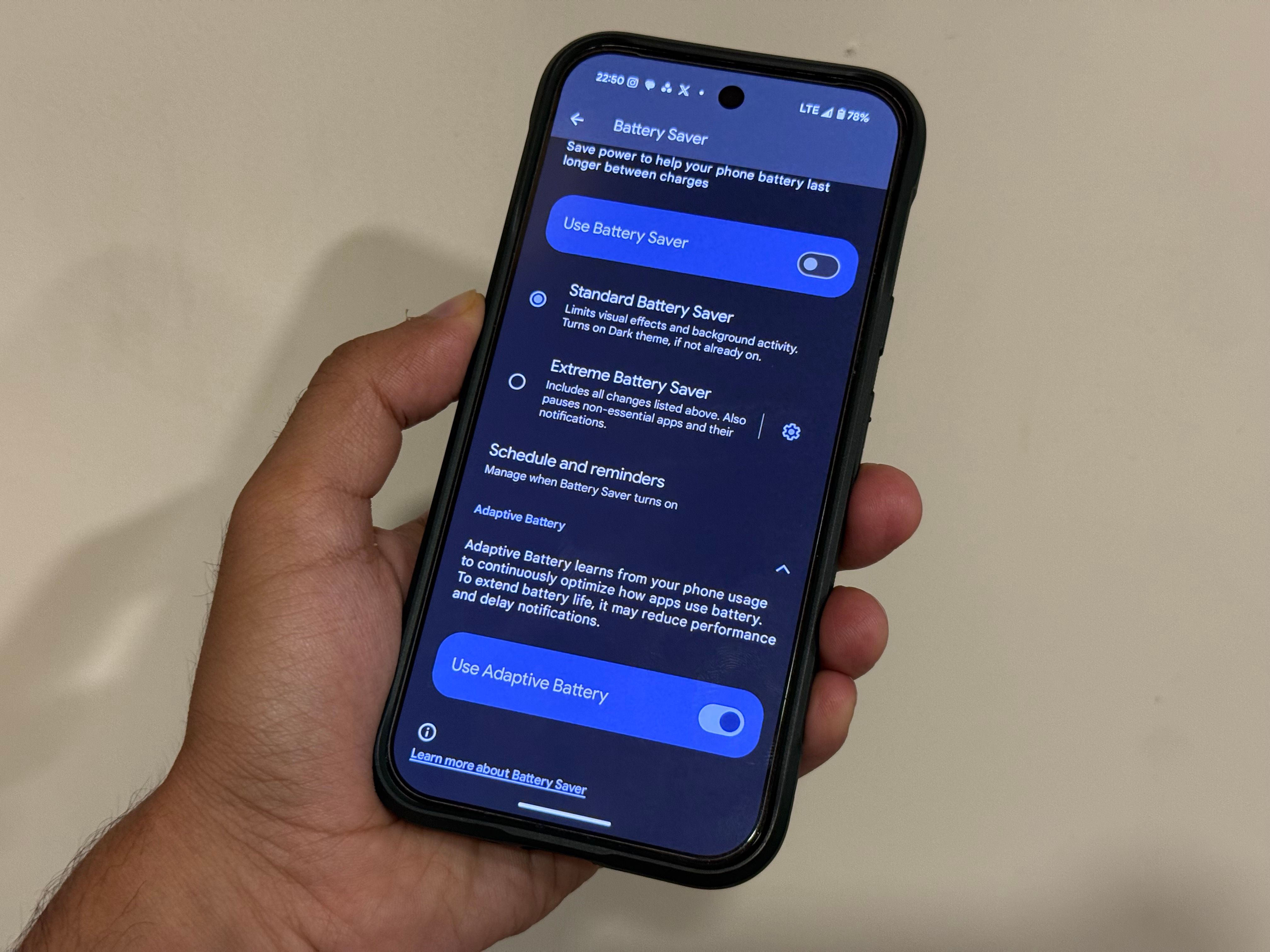 Adaptive Battery toggle Android