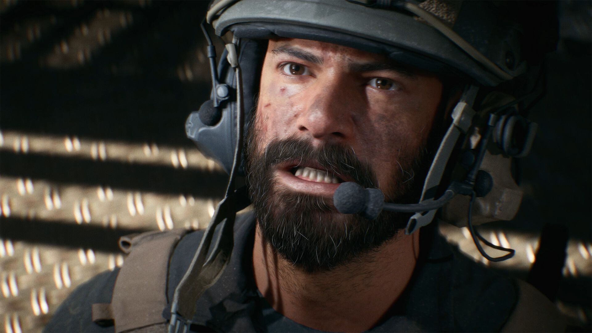 Por que Battlefield 6 pode ser o melhor shooter em anos? 2 Soldado em close-up usando capacete tático e equipamento de comunicação em Battlefield 6, mostrando o alto nível de detalhe dos personagens e a qualidade gráfica do jogo.