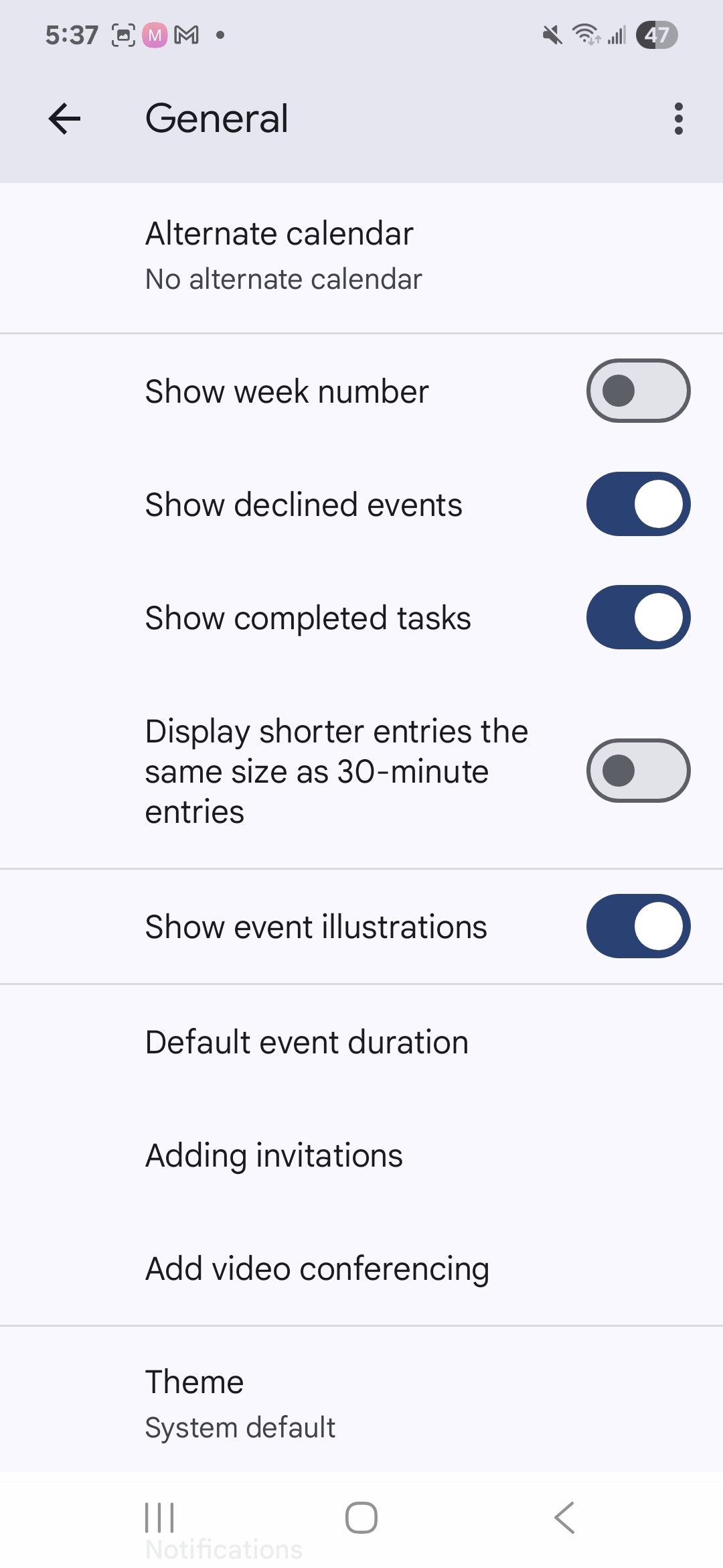 Cambiar a las opciones de tareas y eventos de Google Calendar
