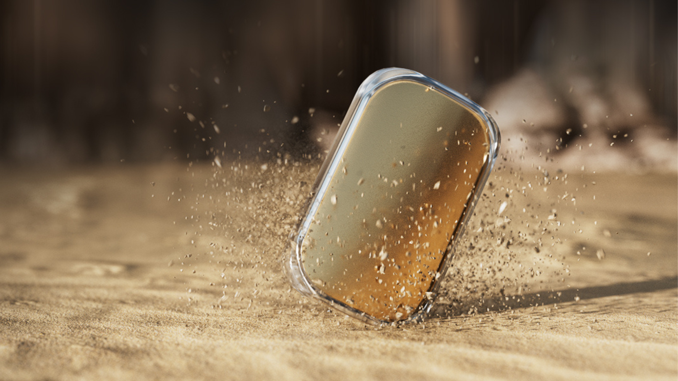 SK hynix Beetle X31 1TB Portable SSD hitting the ground with protective cover