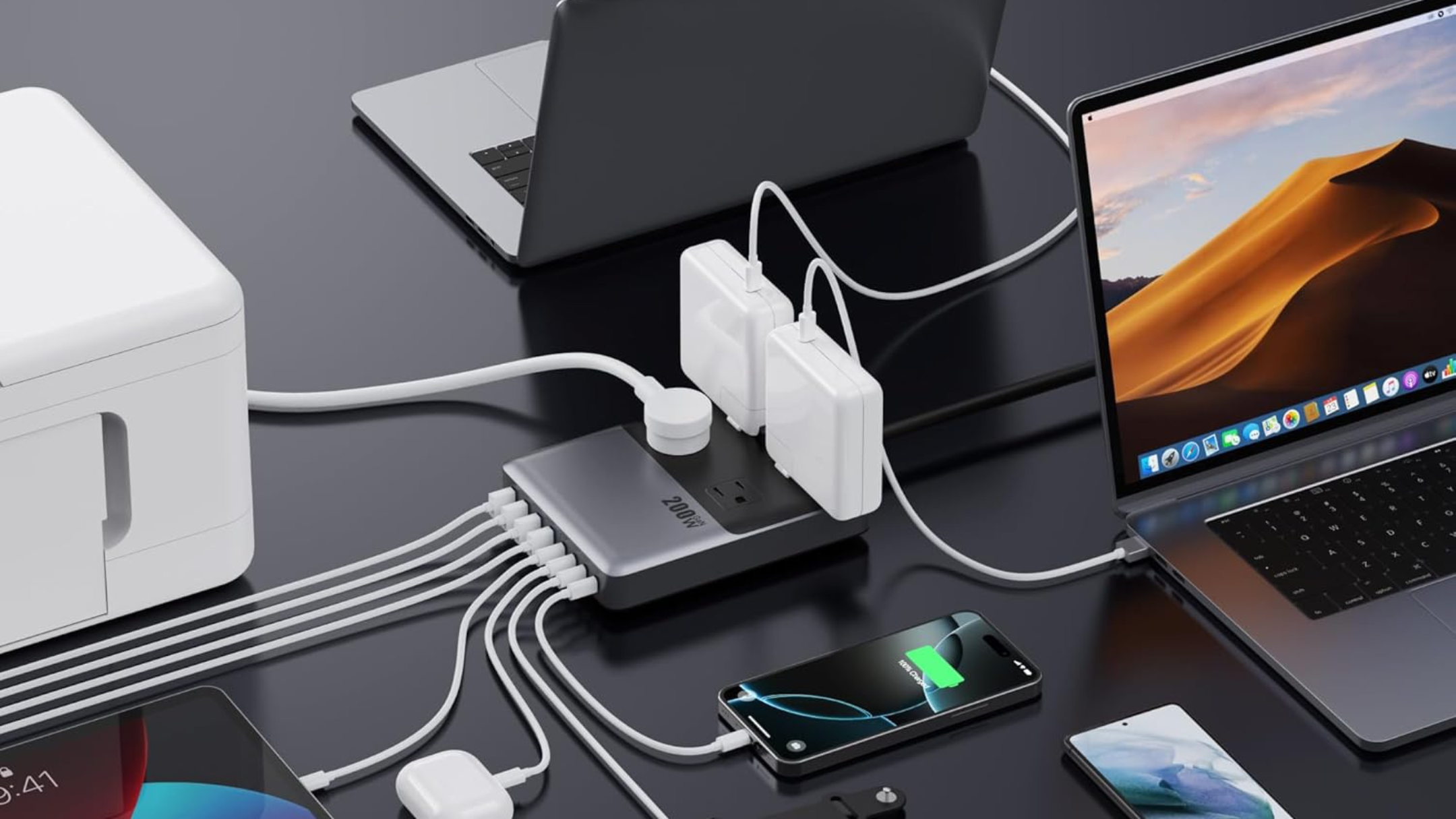 Kioson 12-in-1 Charging Station plugged into many devices