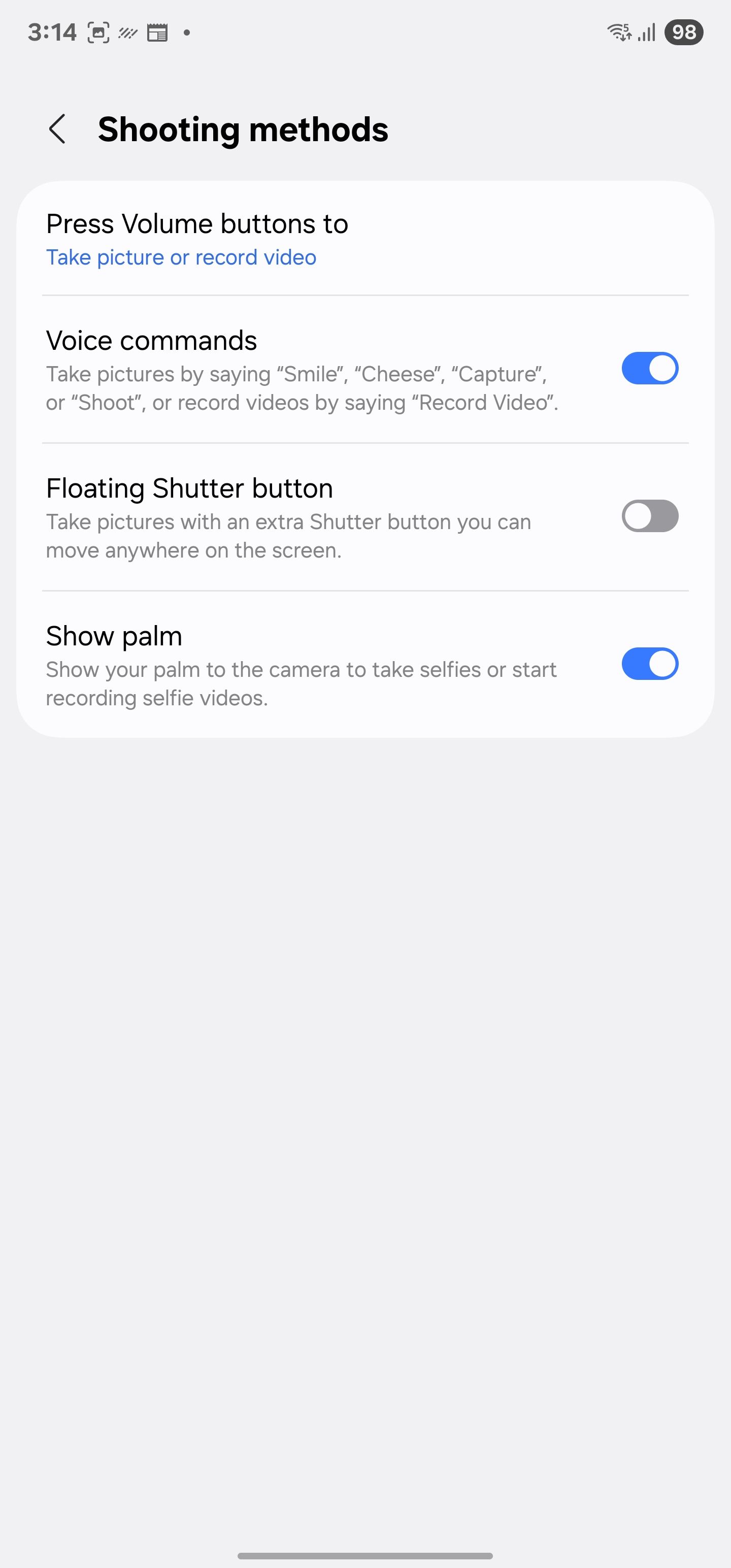 Parámetros de control de voz en cámaras Galaxy