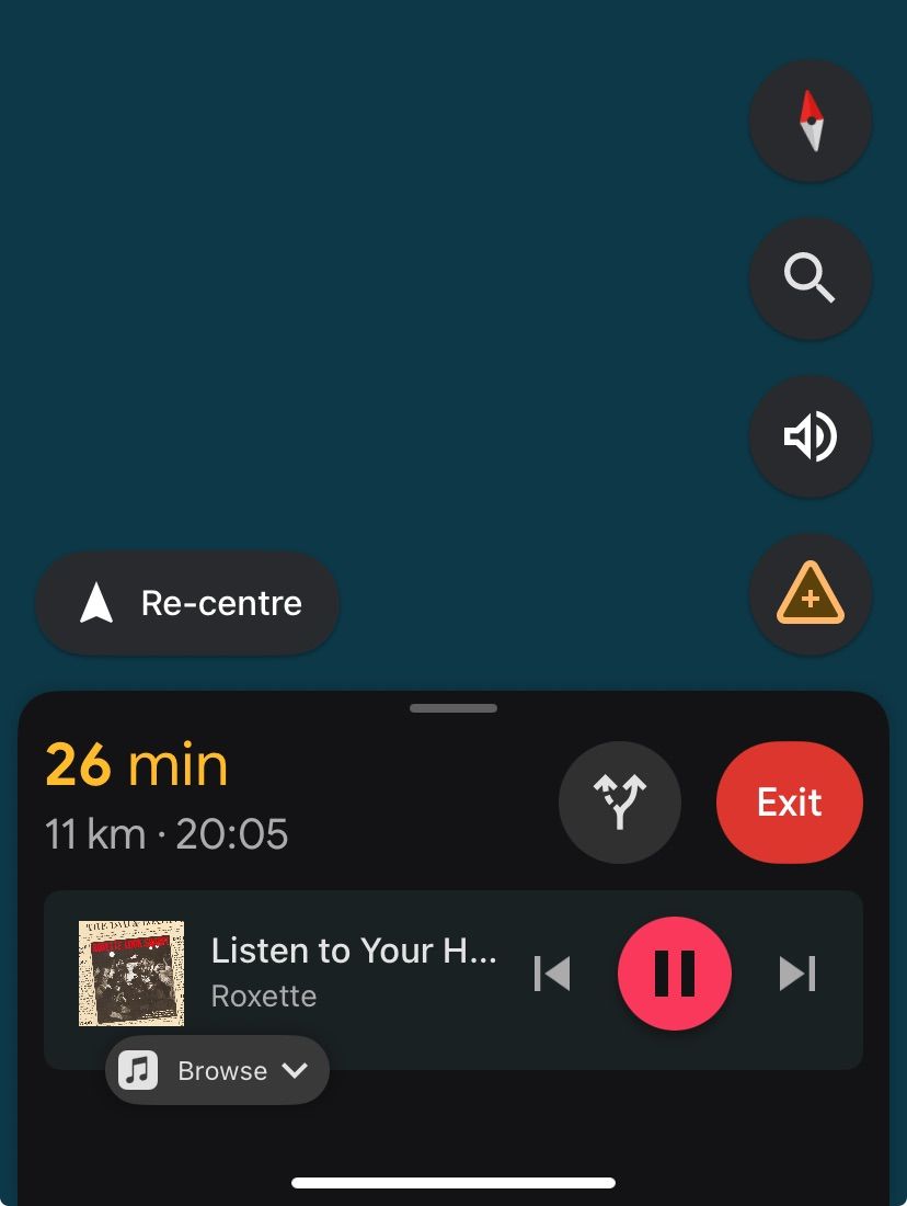 Google Maps Media Playback Controls on an iPhone