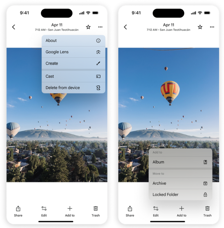 Redesigned Photo view in Google Photos