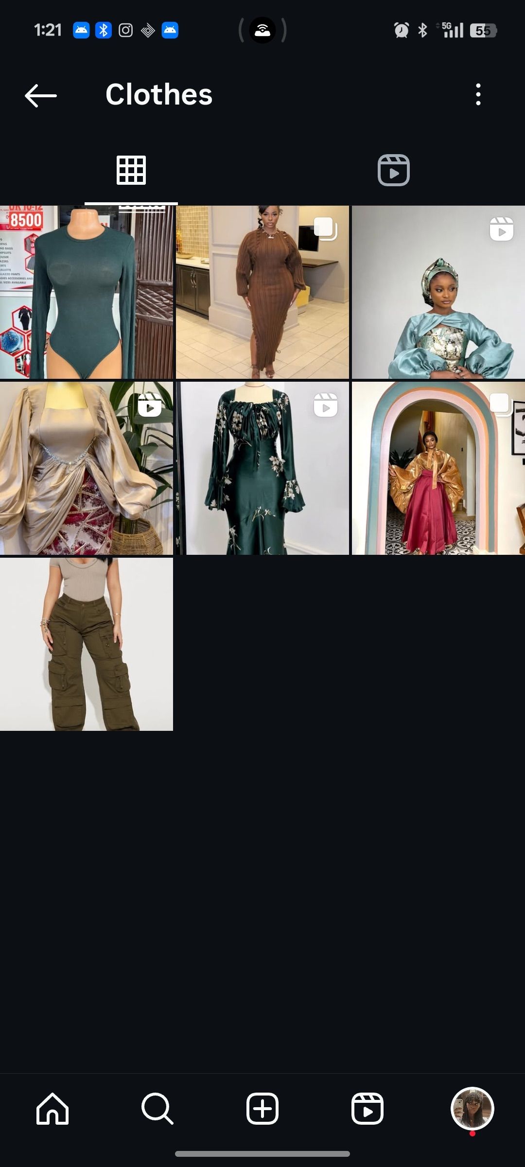 Colección de Instagram y siete mensajes de ropa guardados