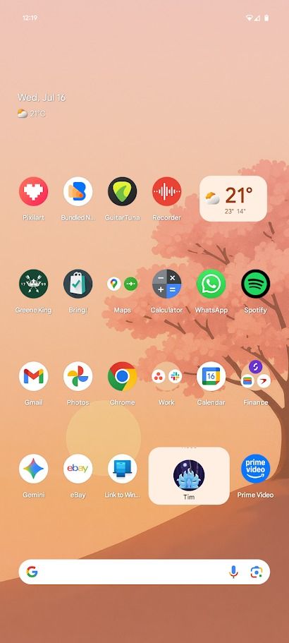 Pantalla de inicio de Android