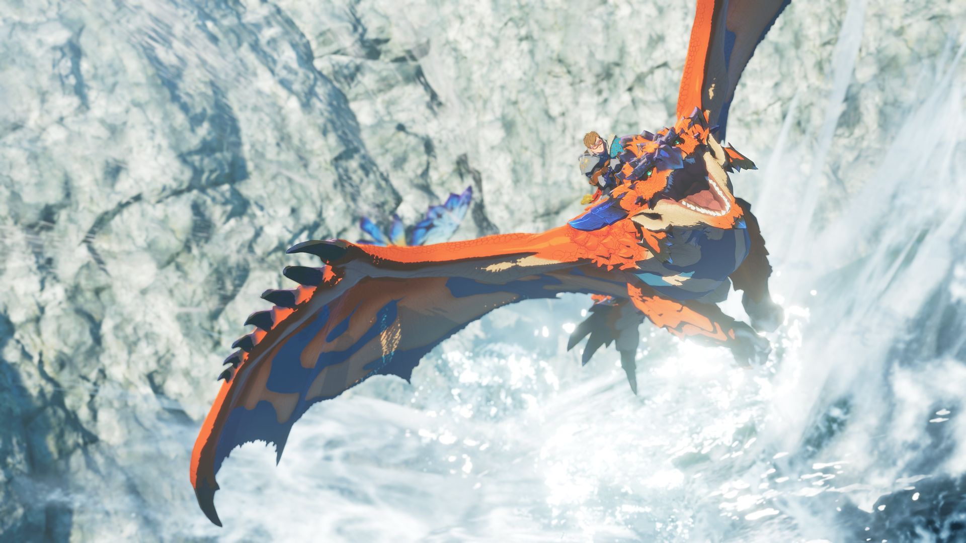 A player flies a Rathalos in Monster Hunter Stories 3