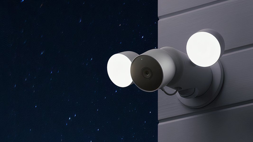 nest cam floodlight on outside wall of house