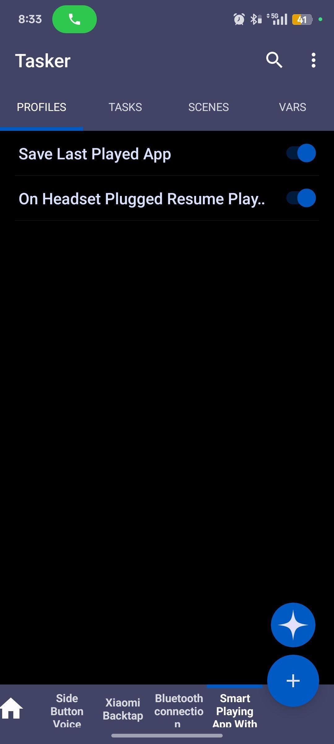 Different behavior triggers enabled on Tasker app