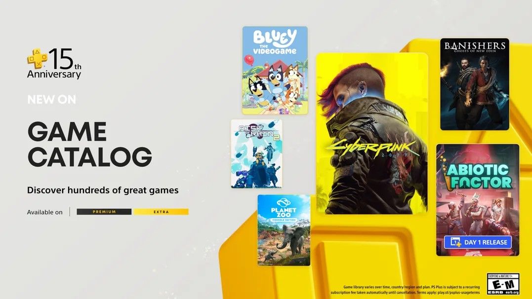 Key art for July's PS Plus Premium and Extra games.