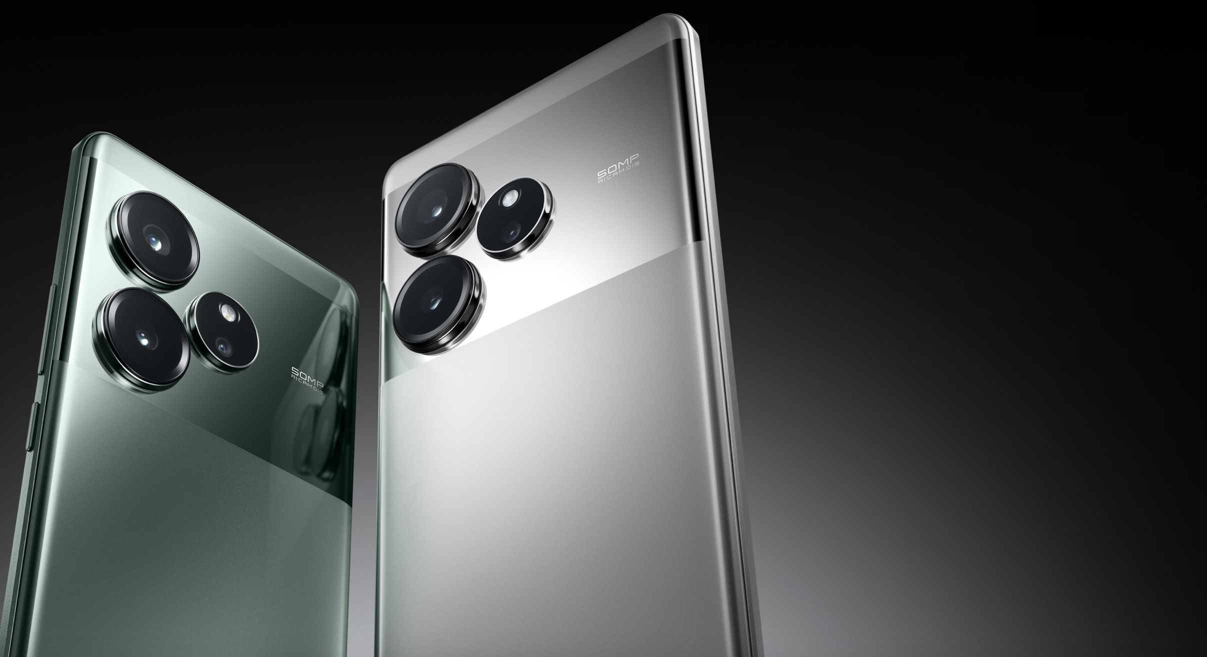 Rear view of two Realme GT 6 phones