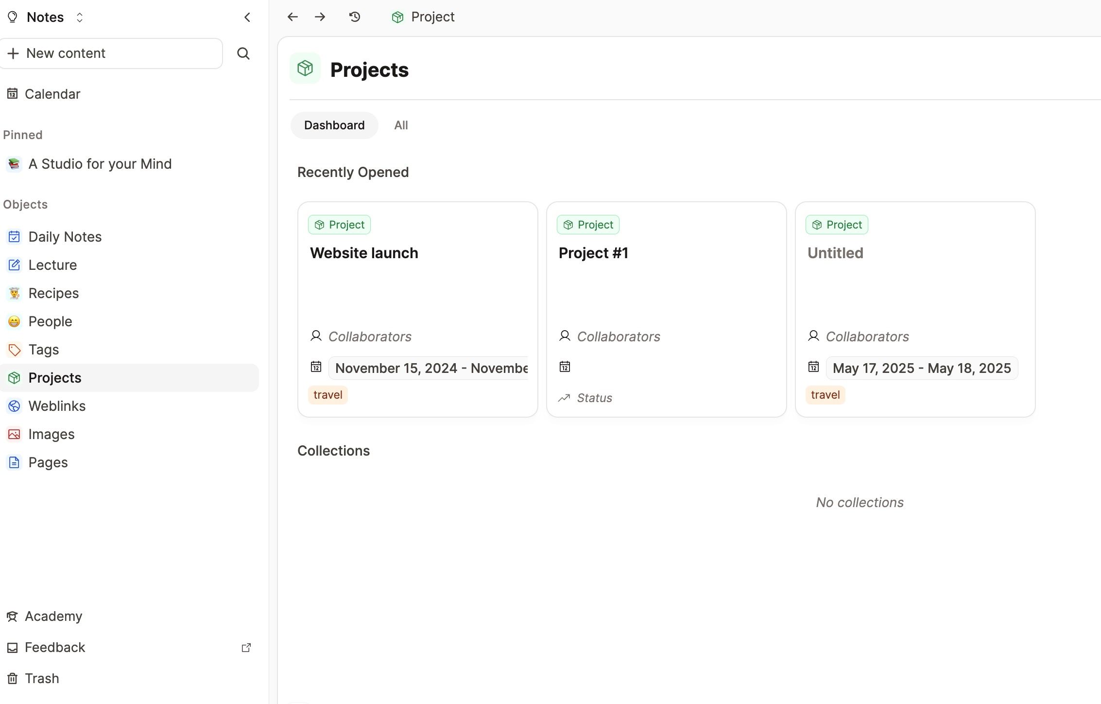 Capacities project object