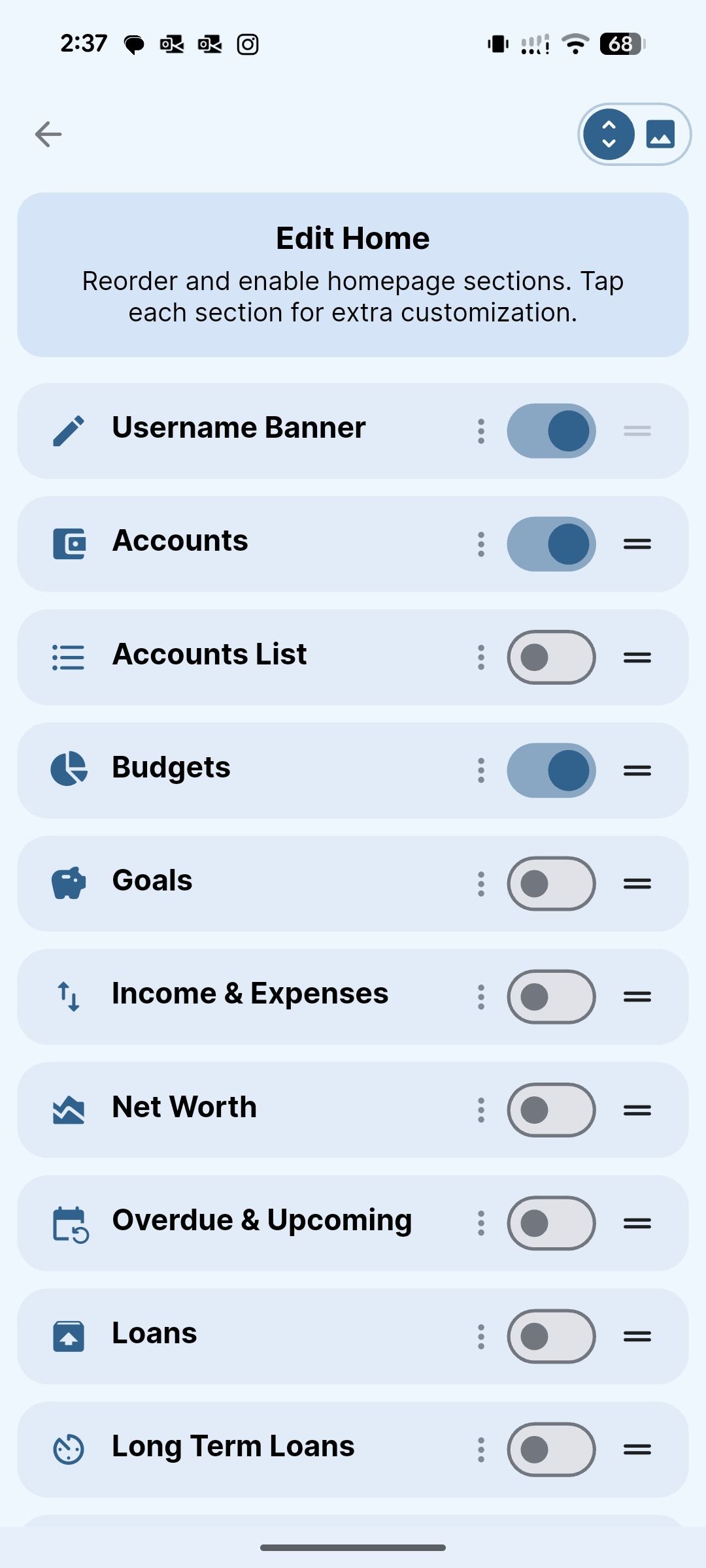 Cashew home app customization