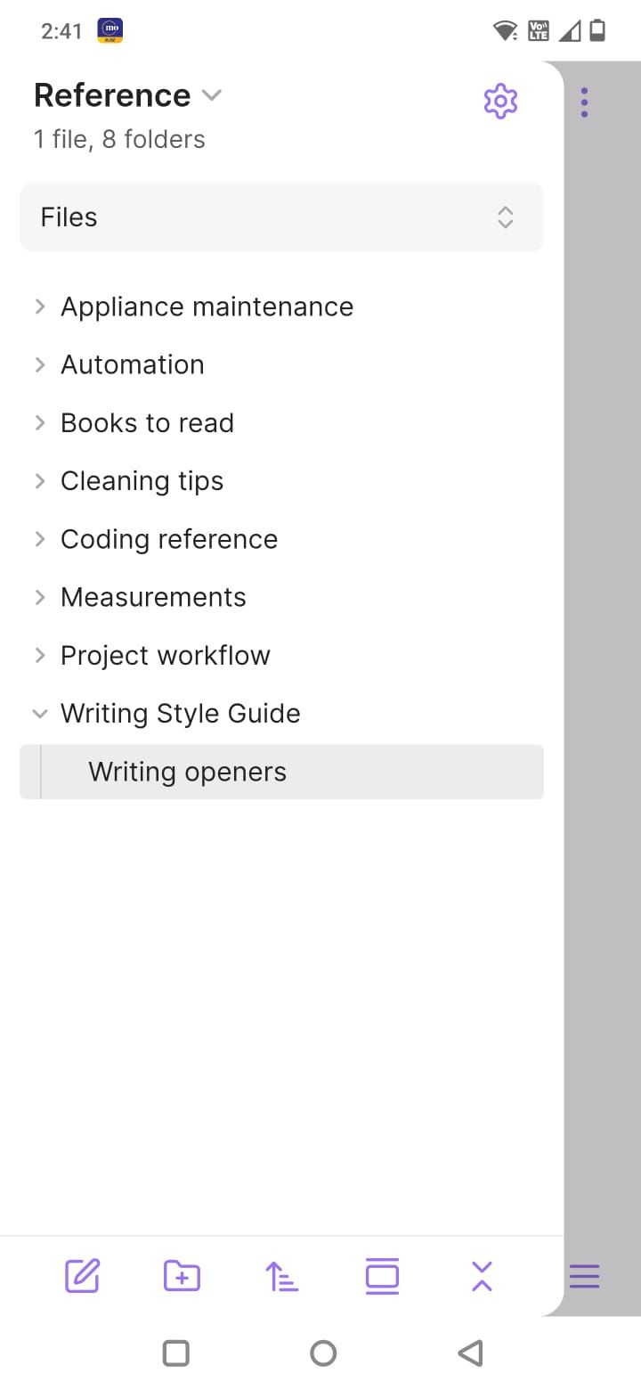 Screenshot showing the Reference vault in the Obsidian app