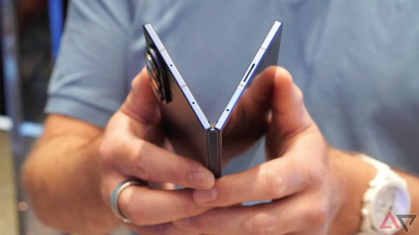 View of Samsung Galaxy Z Fold 7 unfolded from top