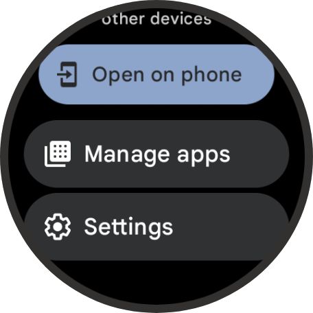 Manage apps button in Google Play Store on Wear OS