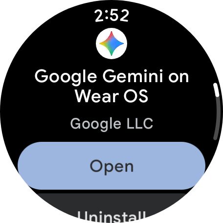 Google Gemini on Wear OS Play Store listing
