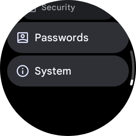 System settings in Wear OS