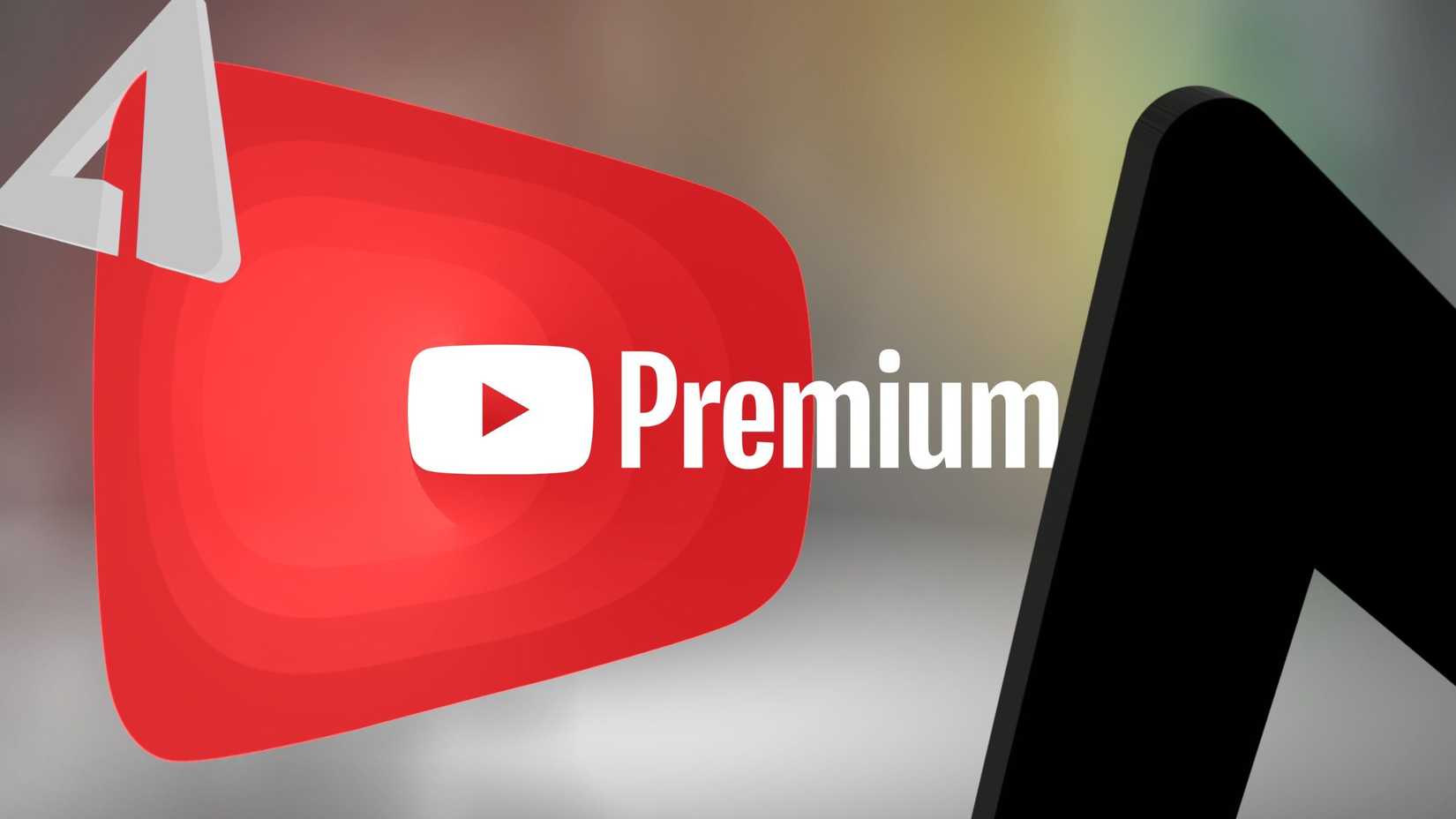 THe YouTube Premium logo against a blurred background