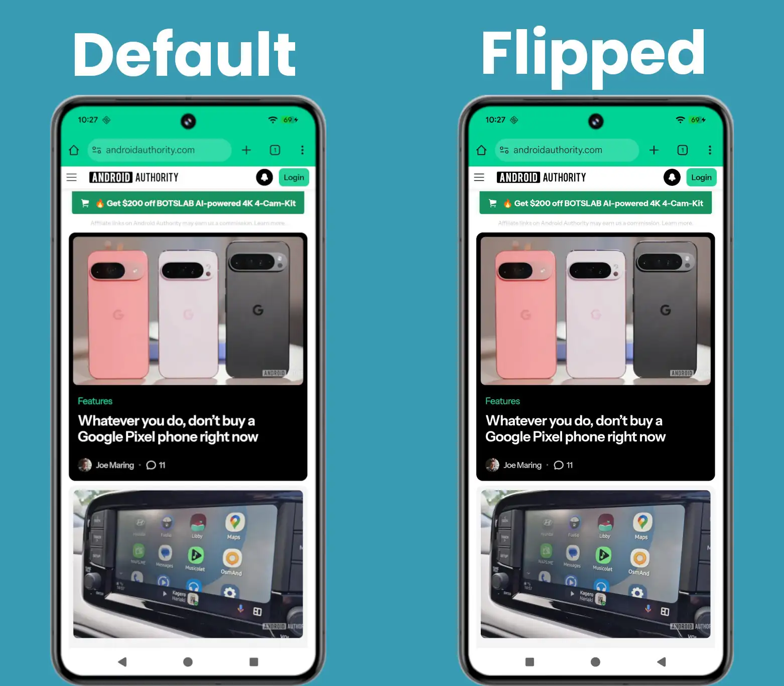 Screenshot demonstrating a new setting Google was spotted working on that would allow Pixel users to reverse the layout of 3-button navigation controls.