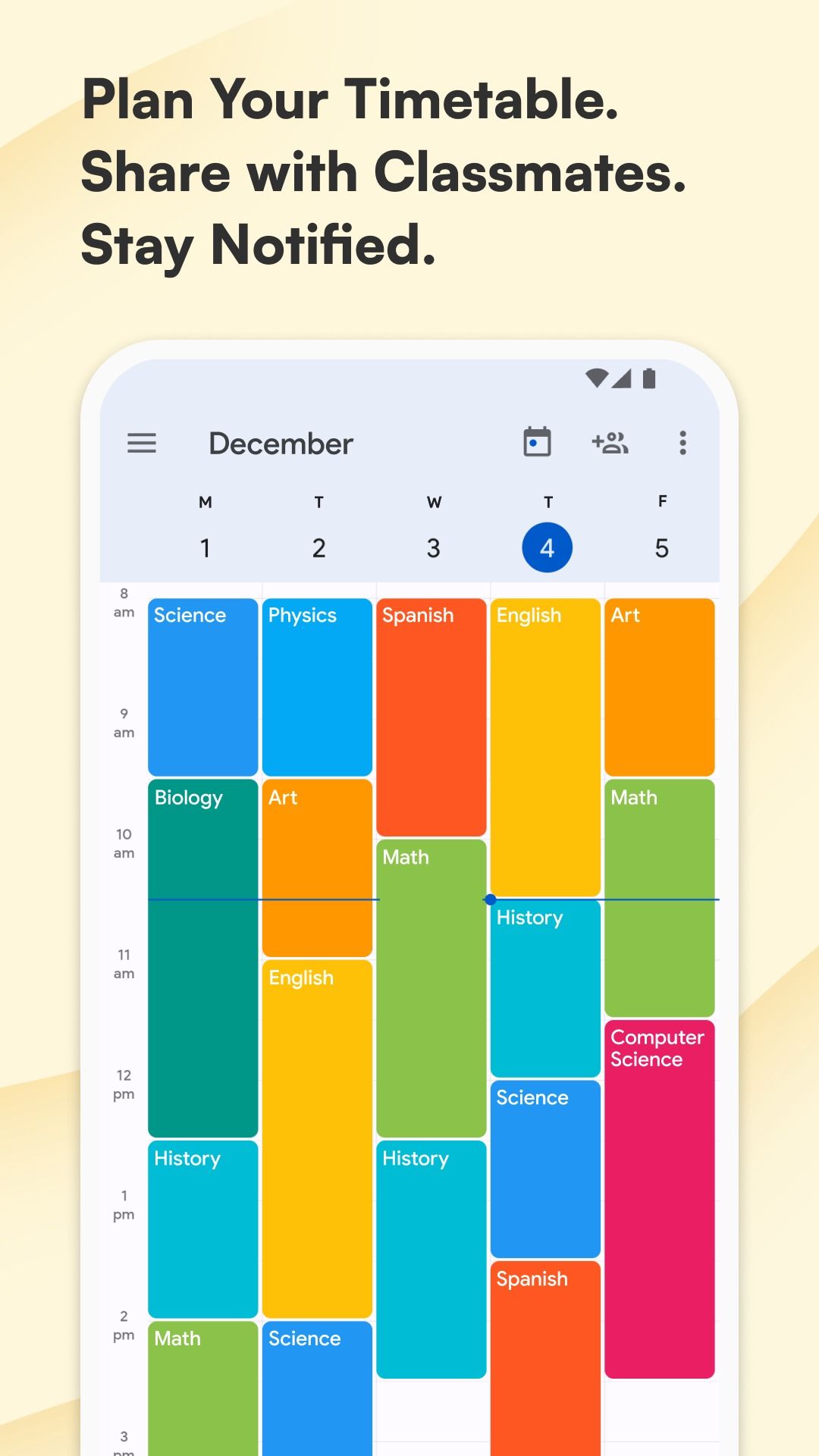 School planner timetable