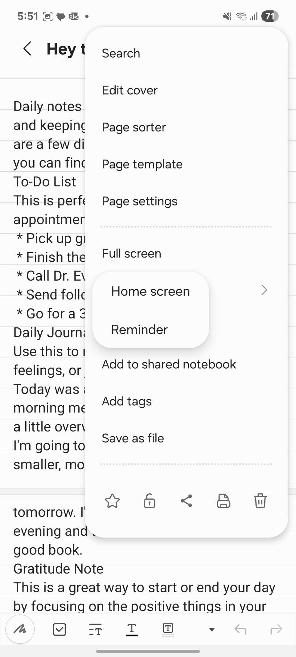 Lembrete de nota da Samsung