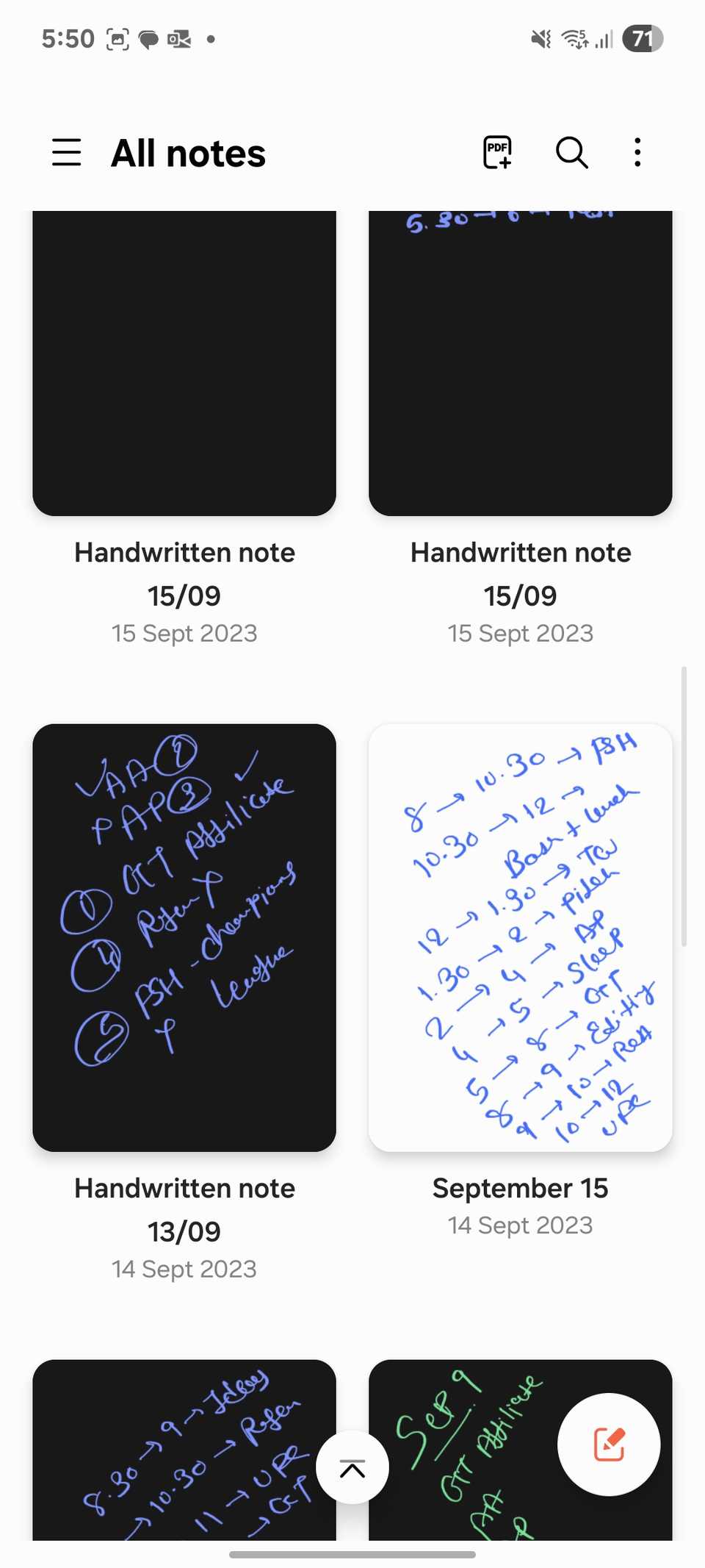 Notas Samsung são notas manuscritas