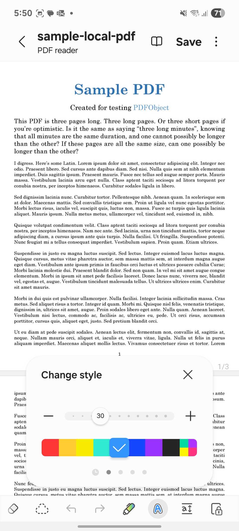 Editor de PDF note Samsung