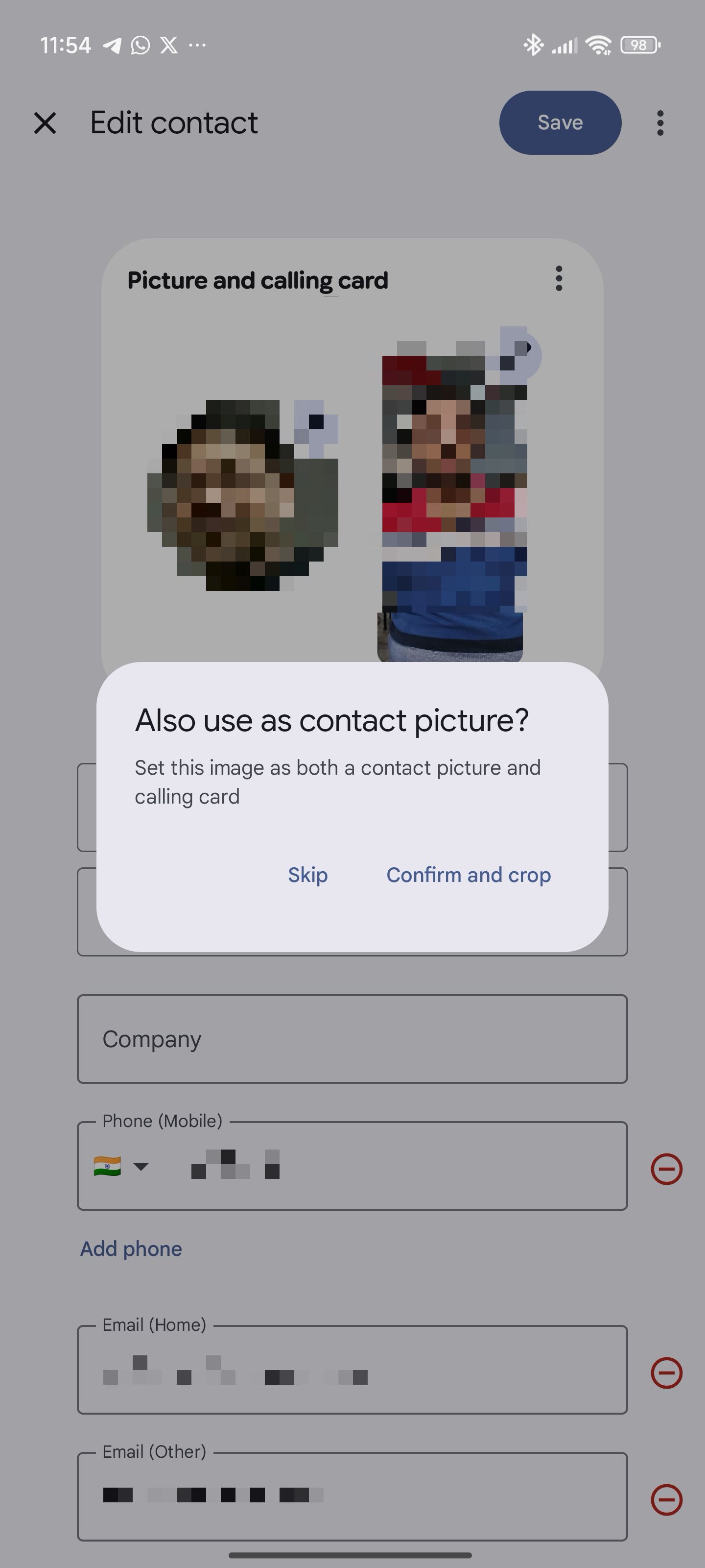 Setting Calling Card image as contact picture