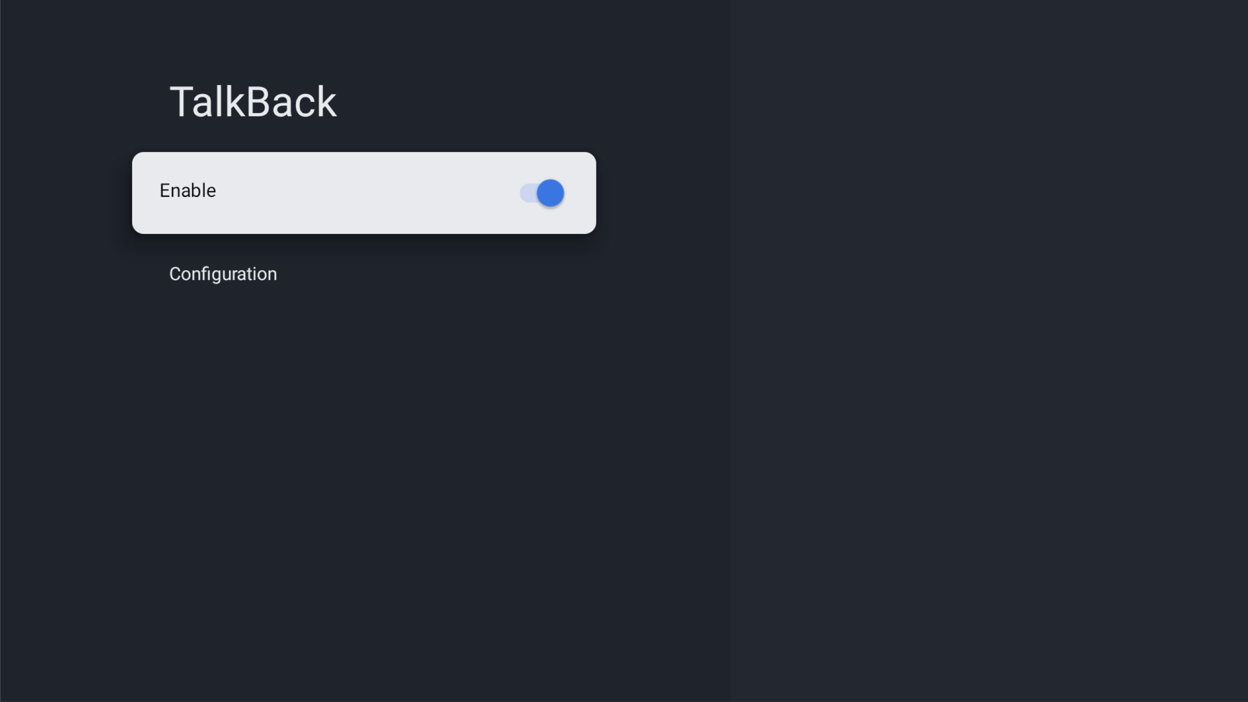 Talkback -função no Google TV