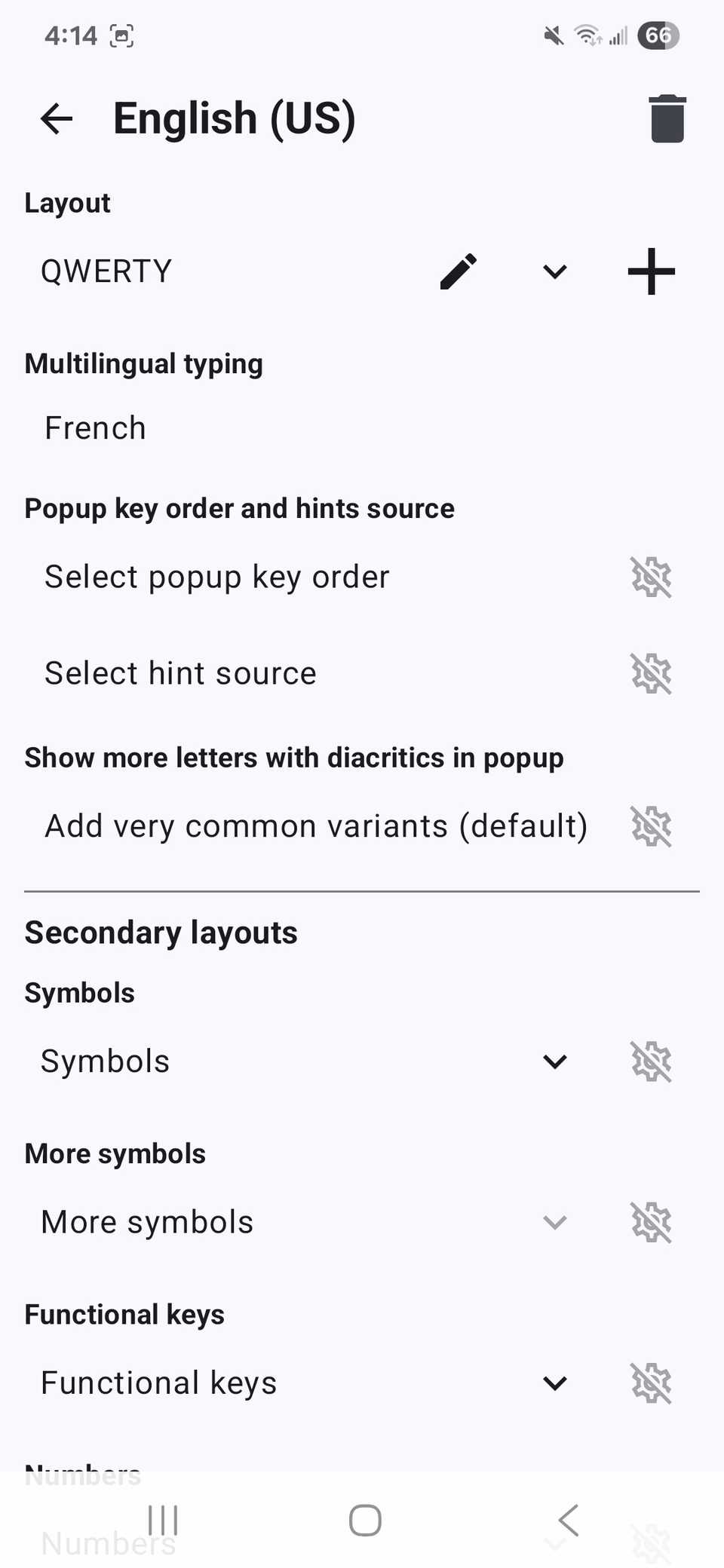 Lay -Out Escolha teclado em inglês (nós) no Heliboard --App
