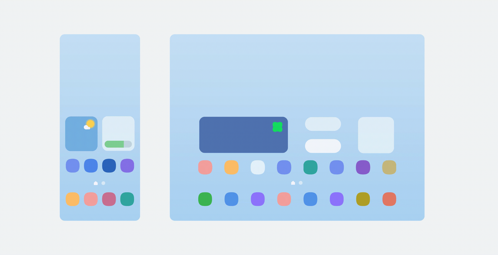 An animated GIF of a new trifold split screen animation in One UI 8.