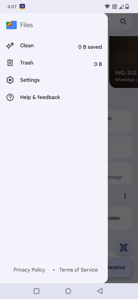 Captura de tela mostra os arquivos por Google -Menu