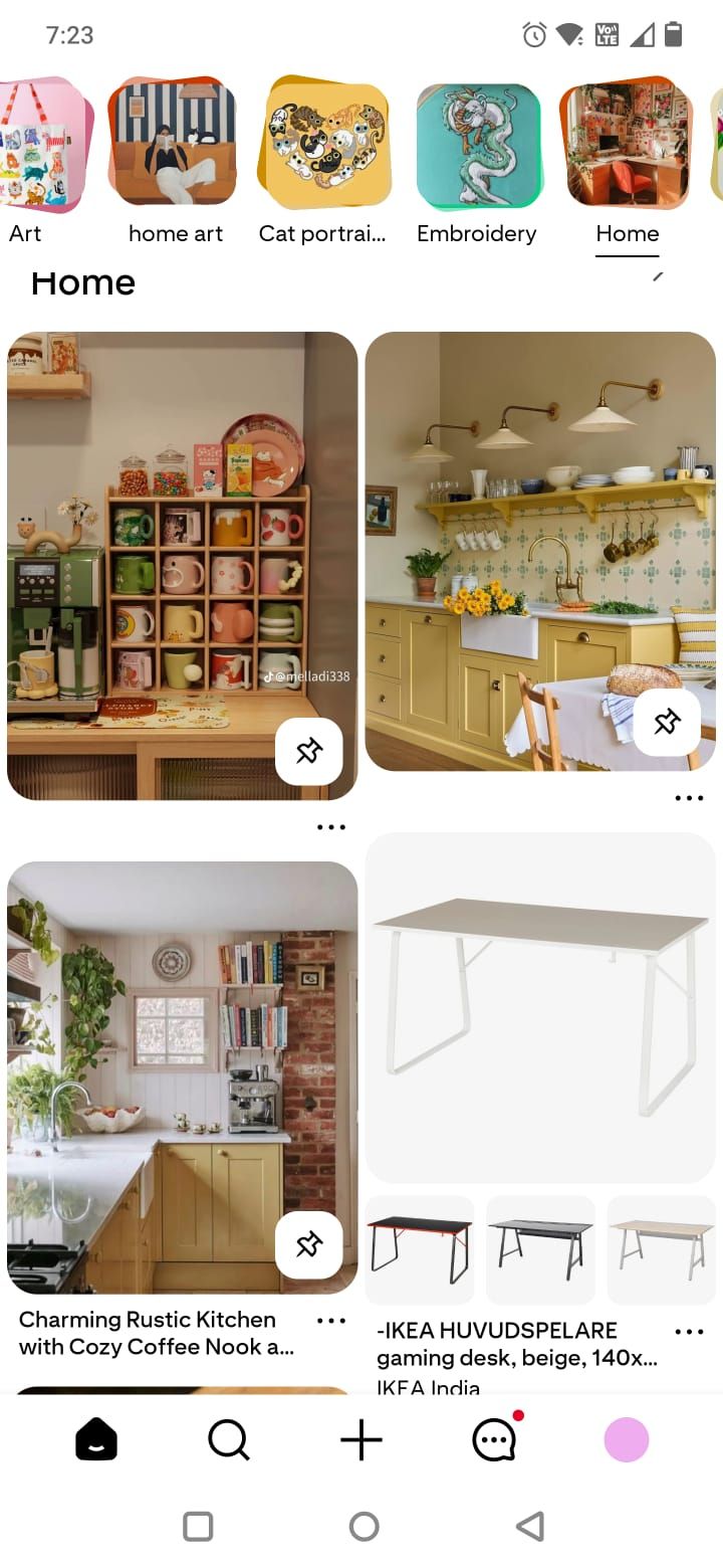 Home Pinterest部分的屏幕截图移动应用程序