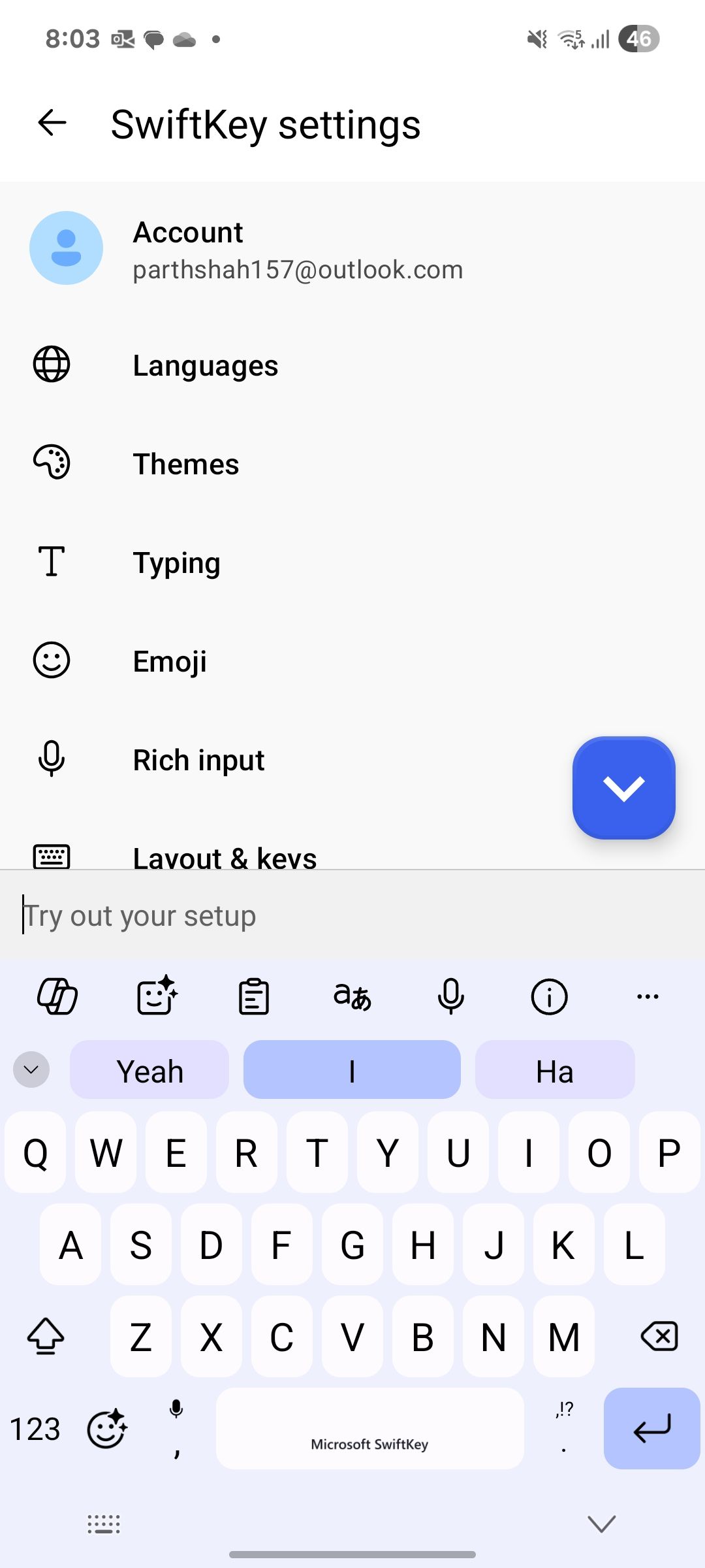 SwiftKey settings