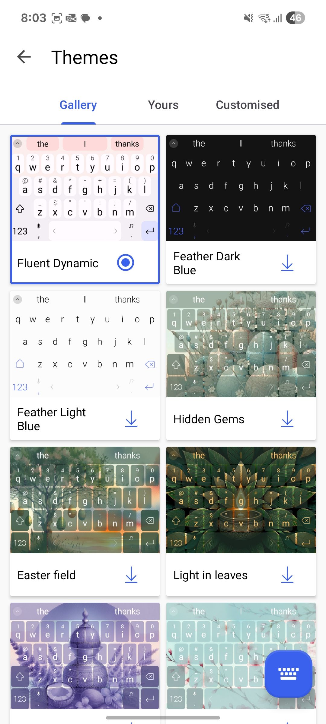 SwiftKey theme gallery