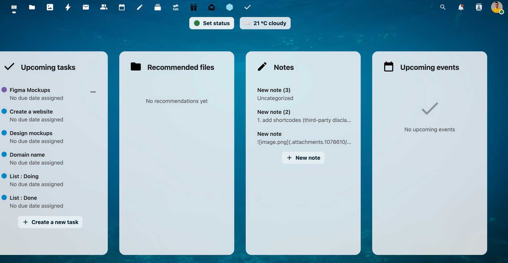Nextcloud dashboard